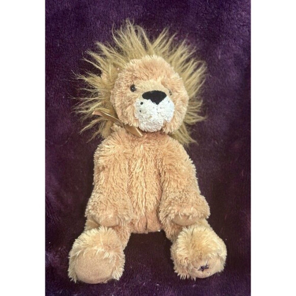 Russ Berrie Shining Stars Lion Plush Stuffed Animal Tan Gold Ribbon 0607